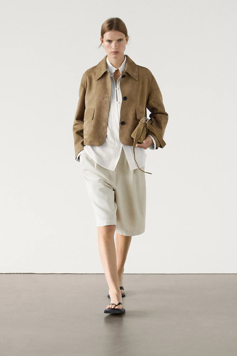 Giacca in pelle scamosciata