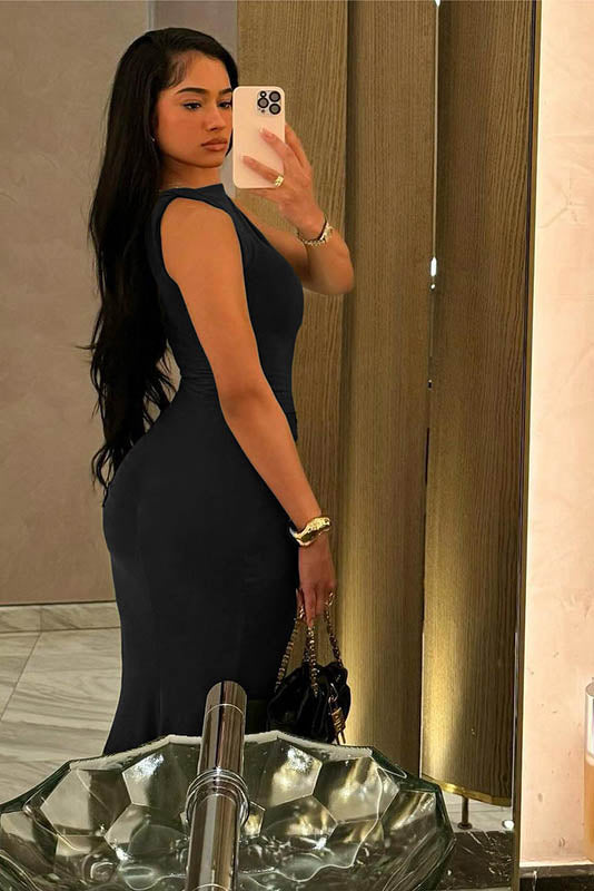 Vestito elegante a tubino con ruches