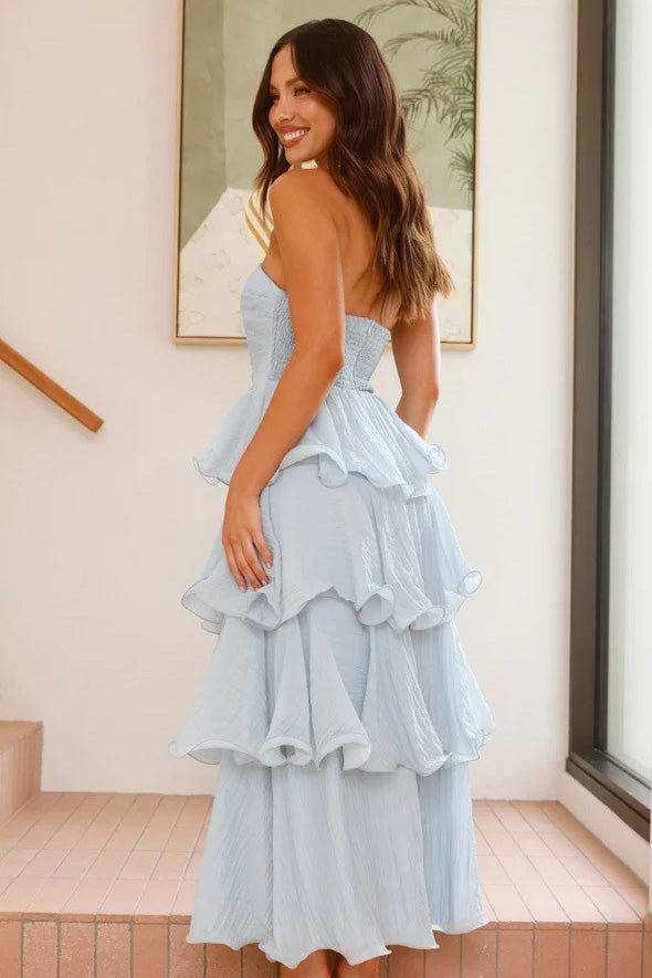 Vestito Midi Sexy Chic senza Spalline e senza Schiena a Strati