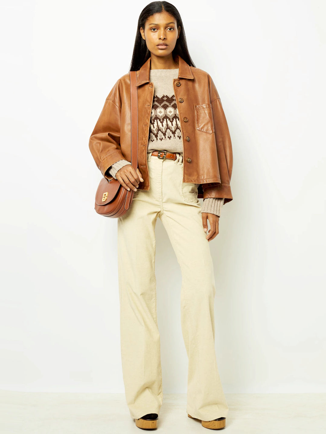 Giacca di pelle con bottoni