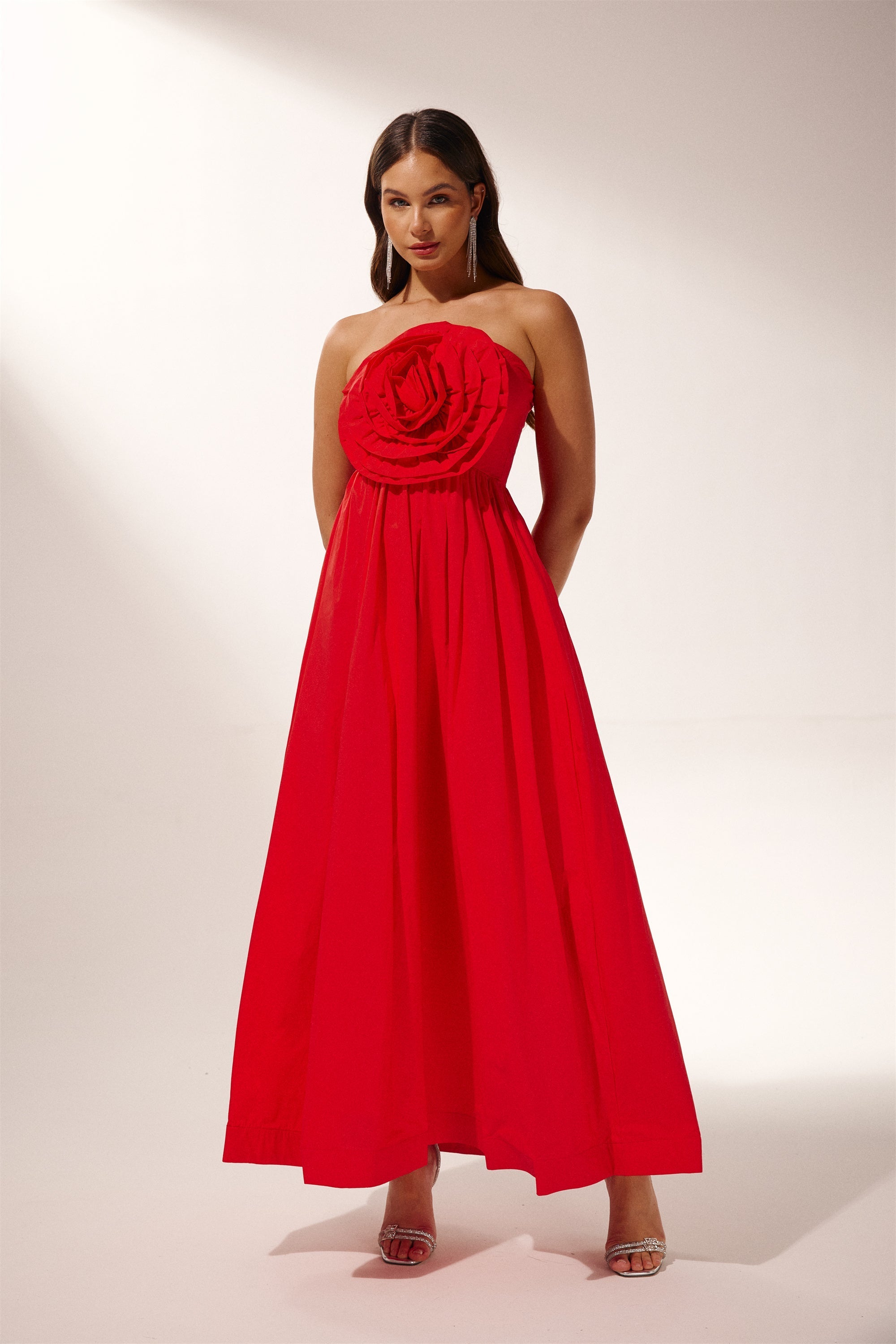 Vestito lungo maxi senza spalline Frederica Flower