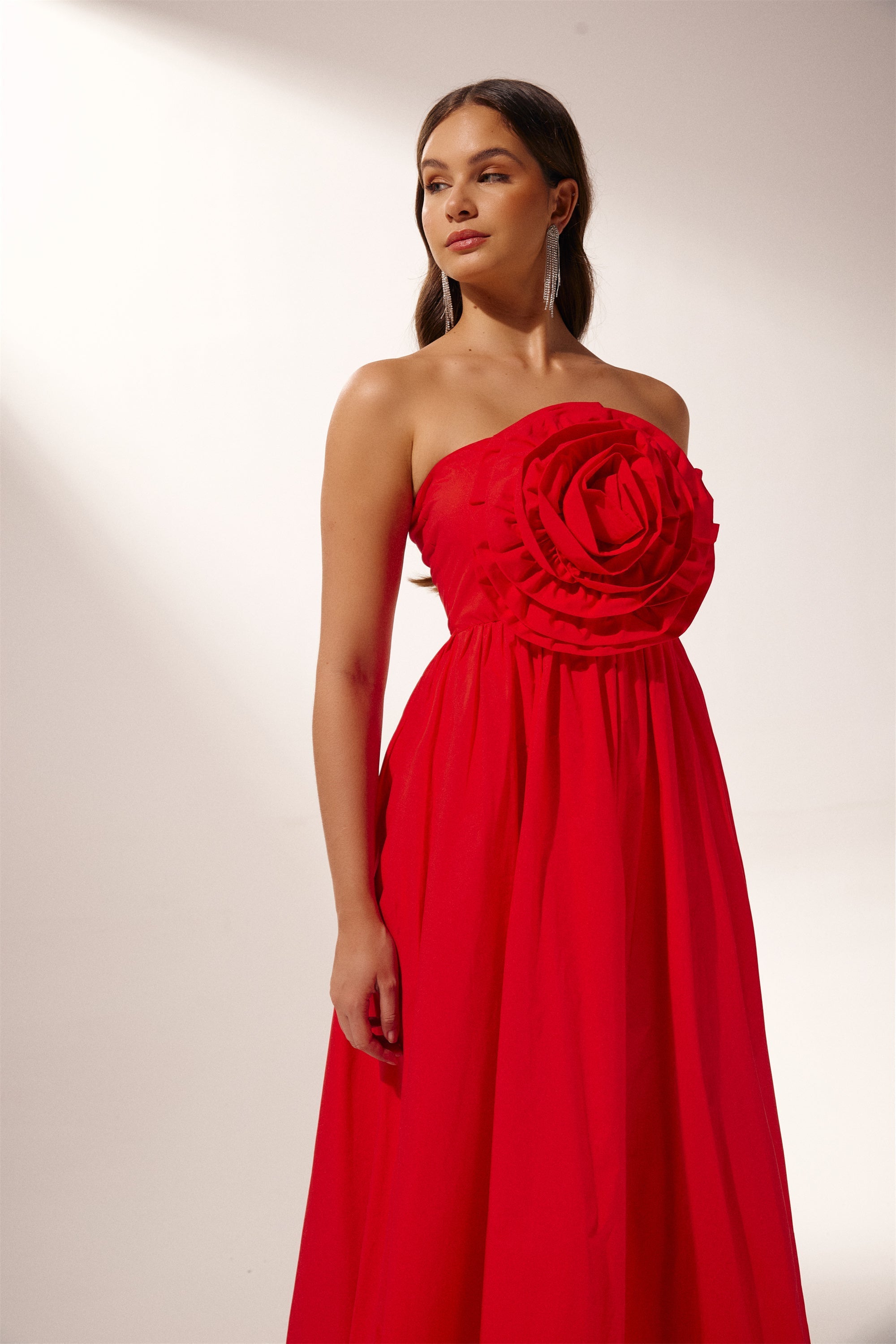 Vestito lungo maxi senza spalline Frederica Flower
