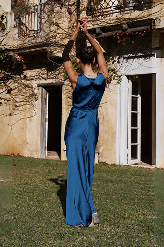 Vestito senza maniche con scollo a V profondo e schiena scoperta