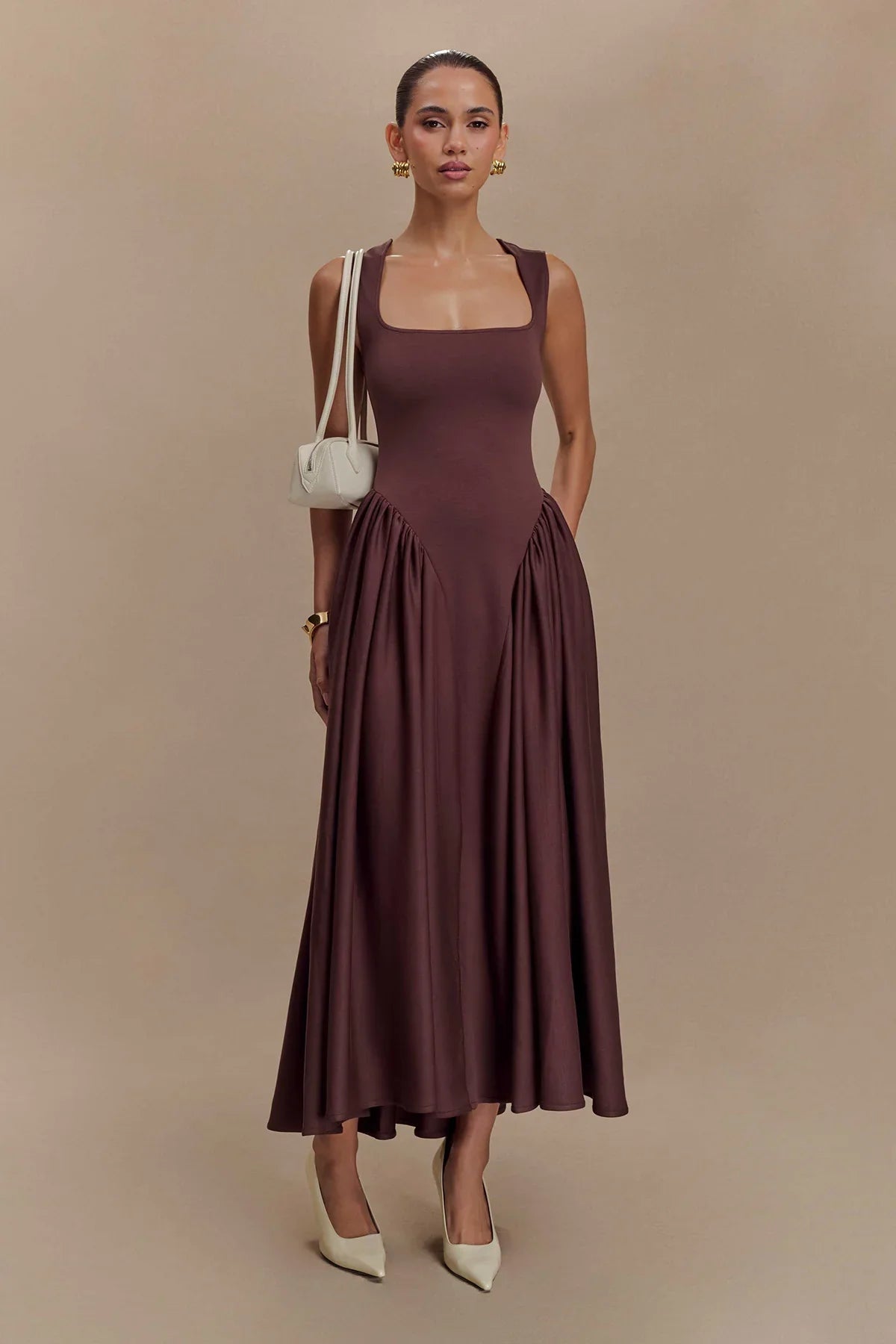 Vestito Midi SHARON - Marrone Cacao
