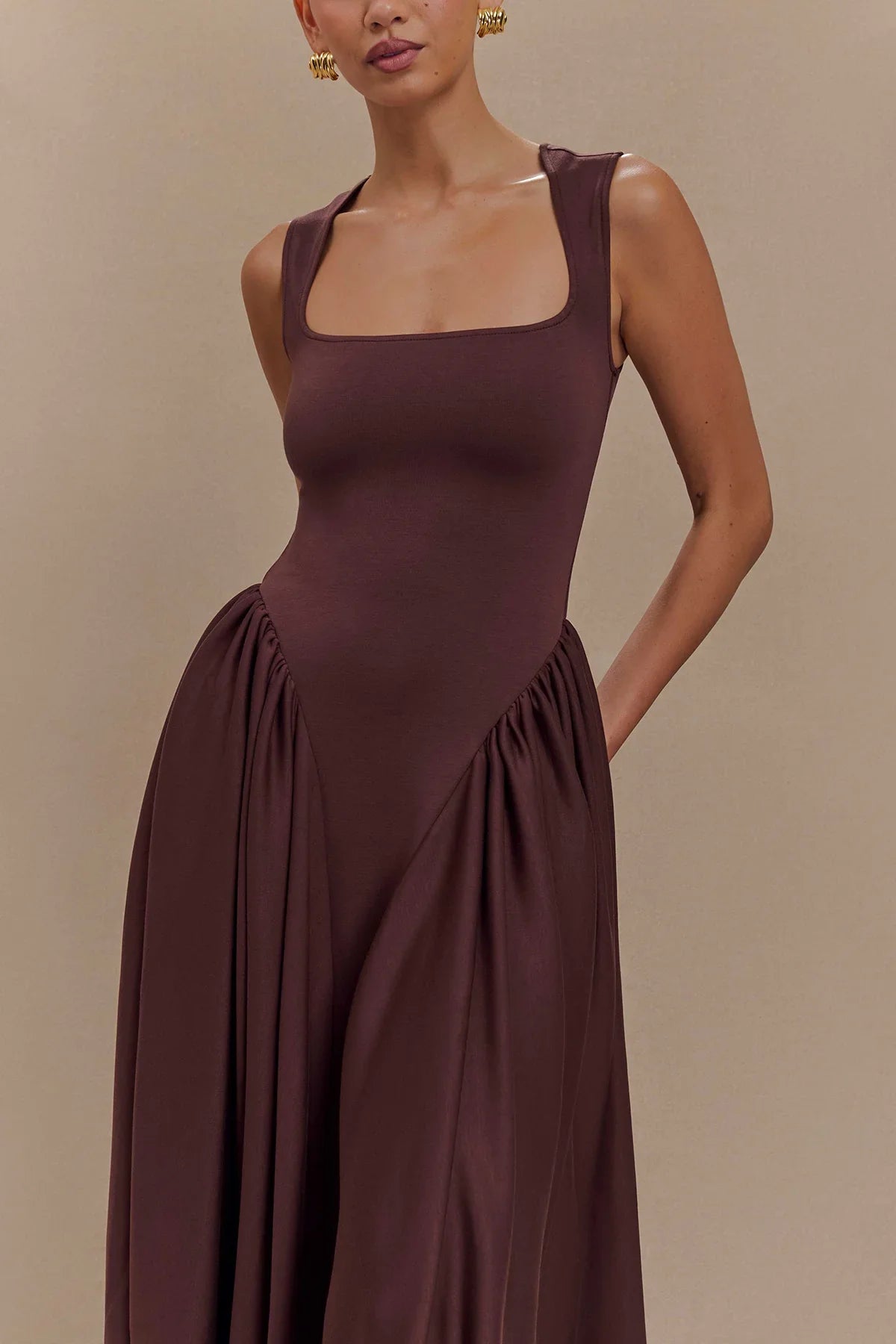 Vestito Midi SHARON - Marrone Cacao