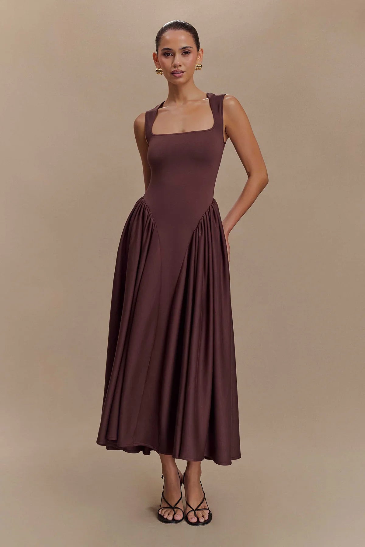 Vestito Midi SHARON - Marrone Cacao