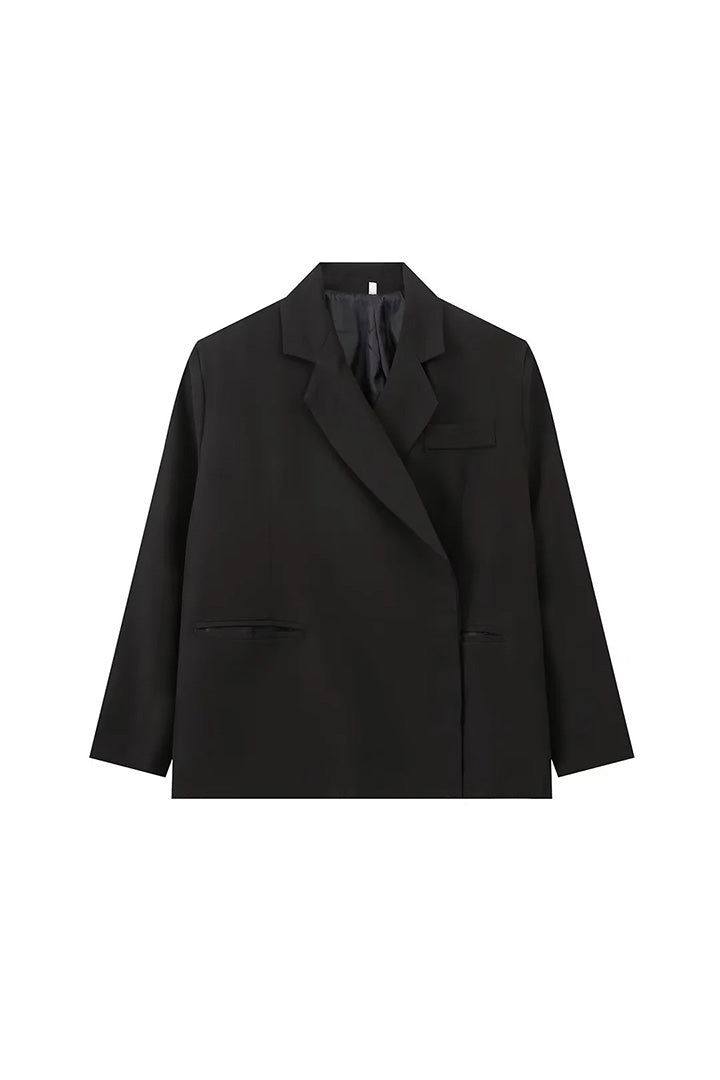 Blazer Oversized con Spacco Laterale Blu Acciaio