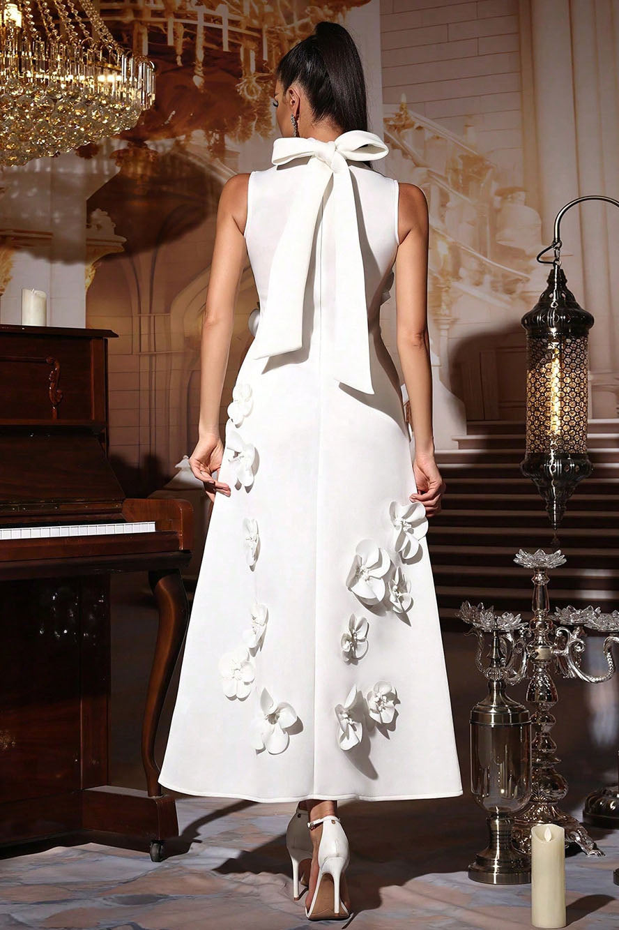vestito maxi senza maniche decorato con fiori Ethel