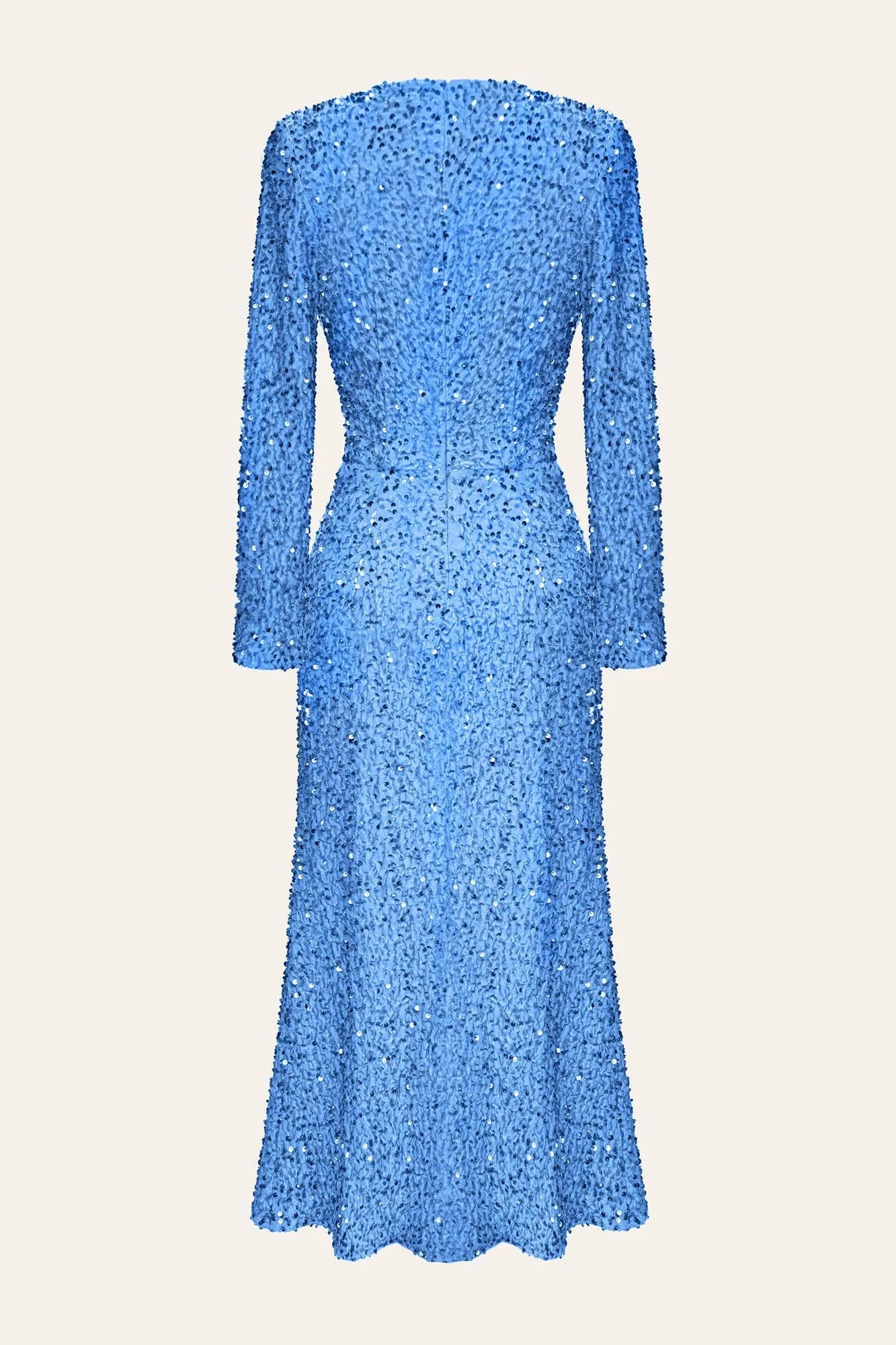 Vestito lungo a righe con paillettes a maniche lunghe