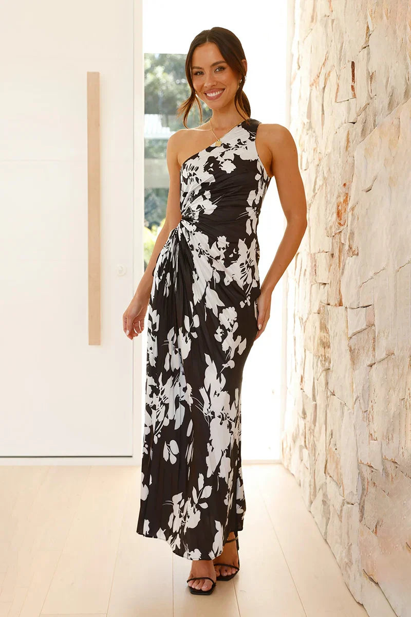 Abito Maxi Laken - Floreale Nero/Bianco