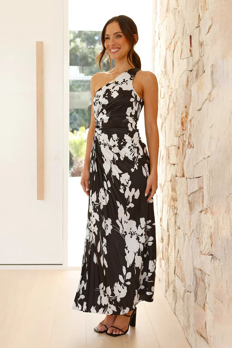 Abito Maxi Laken - Floreale Nero/Bianco