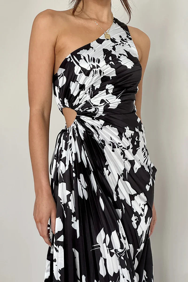 Abito Maxi Laken - Floreale Nero/Bianco