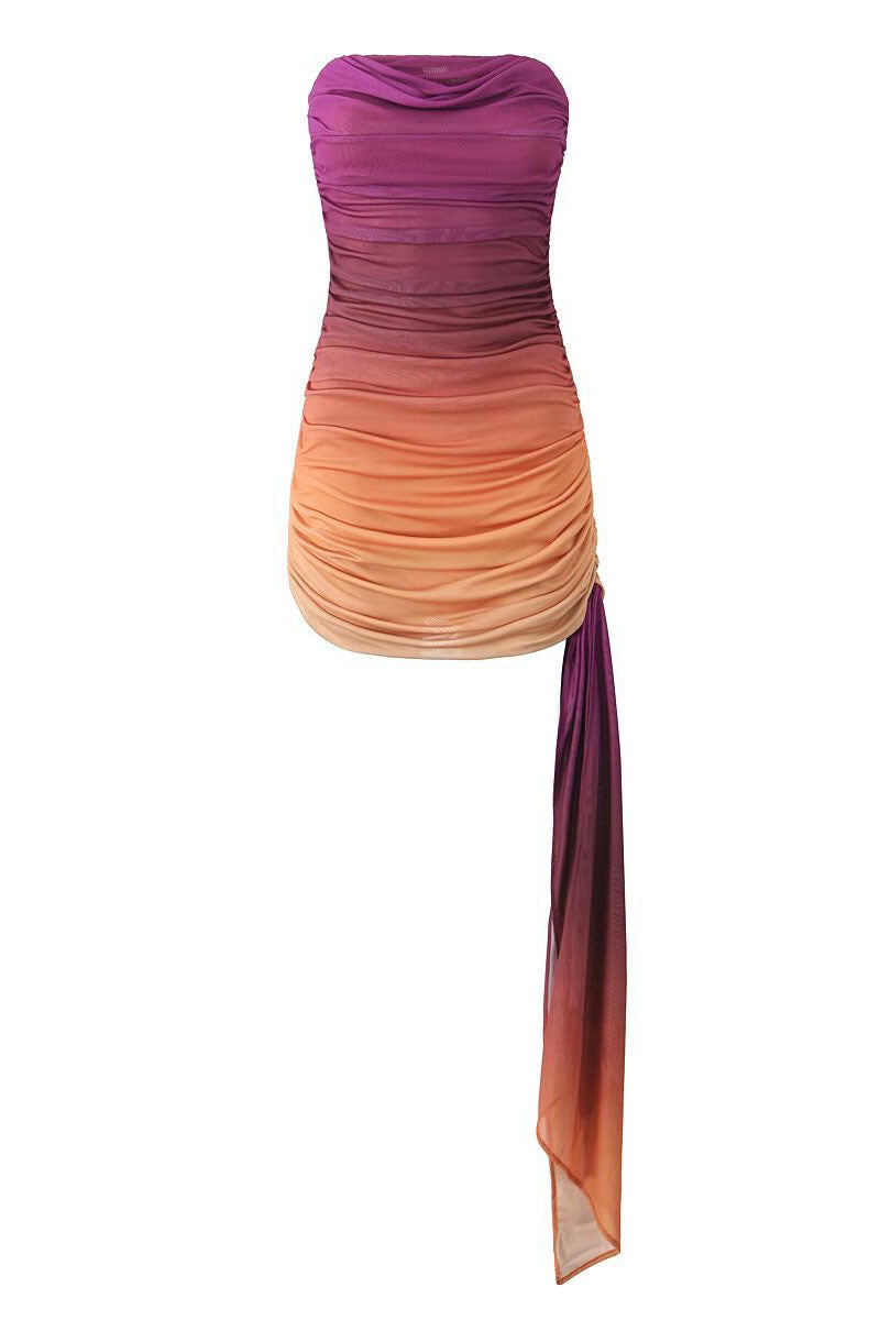 Vestito Tubino a Righe con Trama a Sogno Senza Spalline