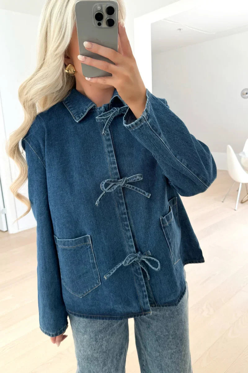 Cravatta Giacca di Jeans Blu Scuro