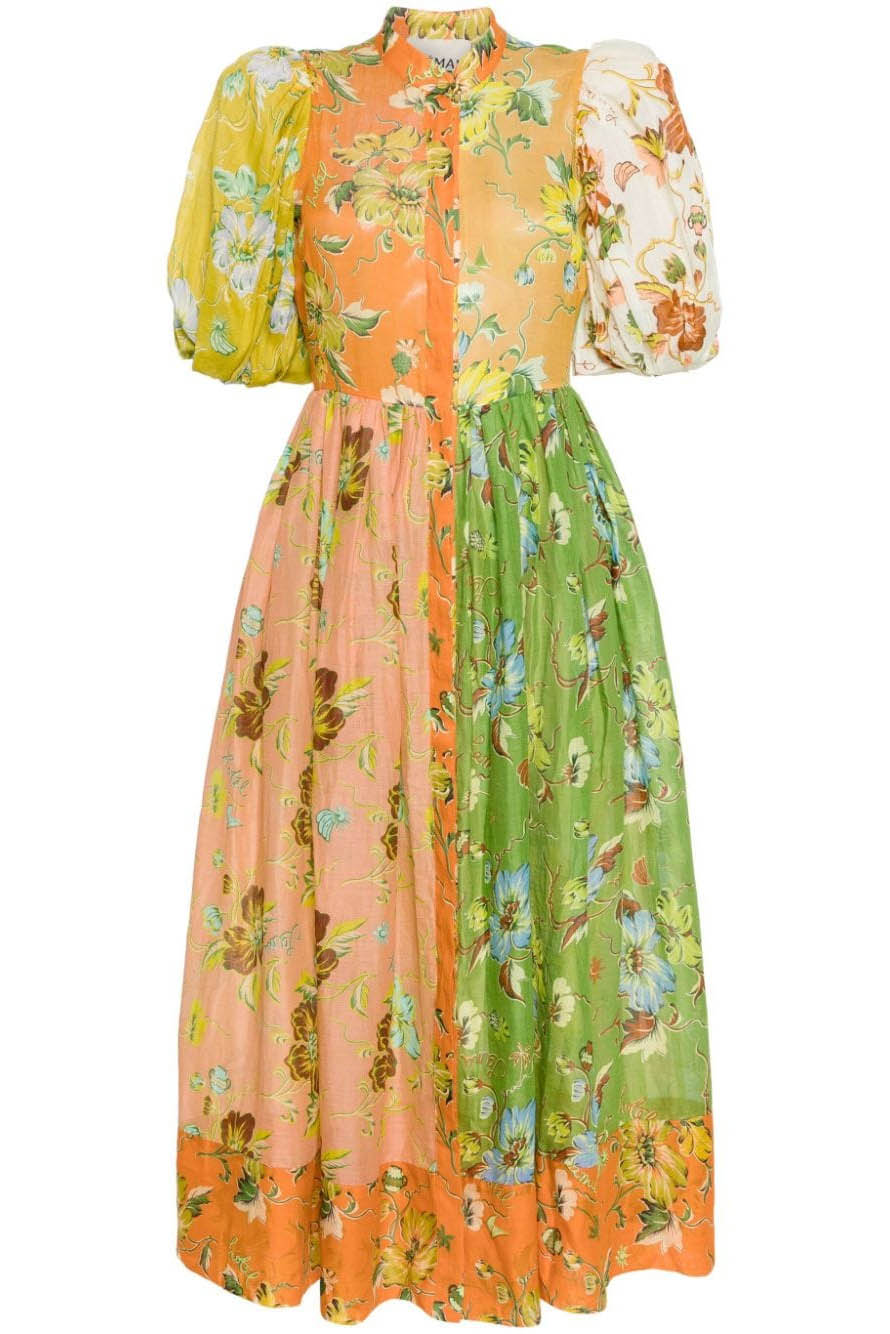 Vestito Midi con Maniche a Palloncino Floral Interlude