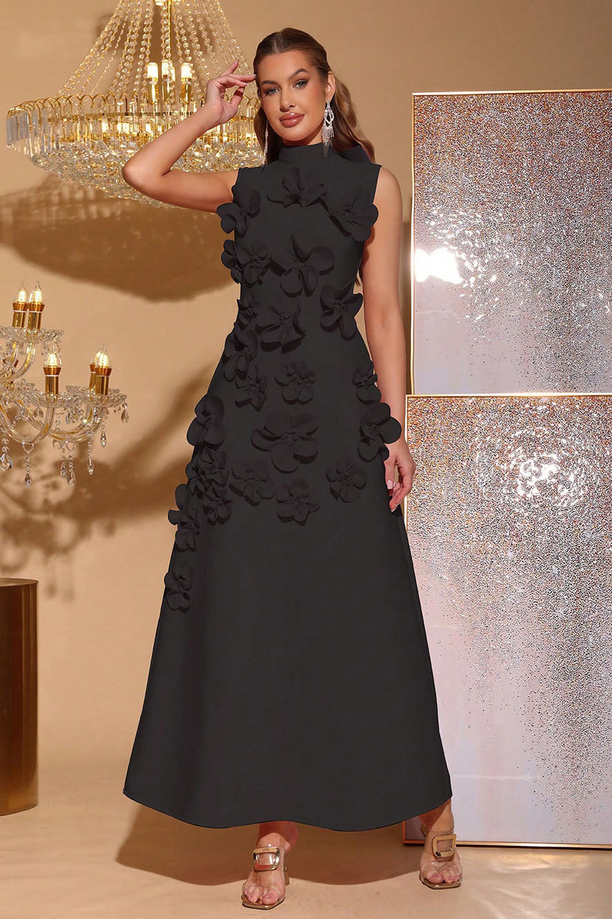 vestito maxi senza maniche decorato con fiori Ethel