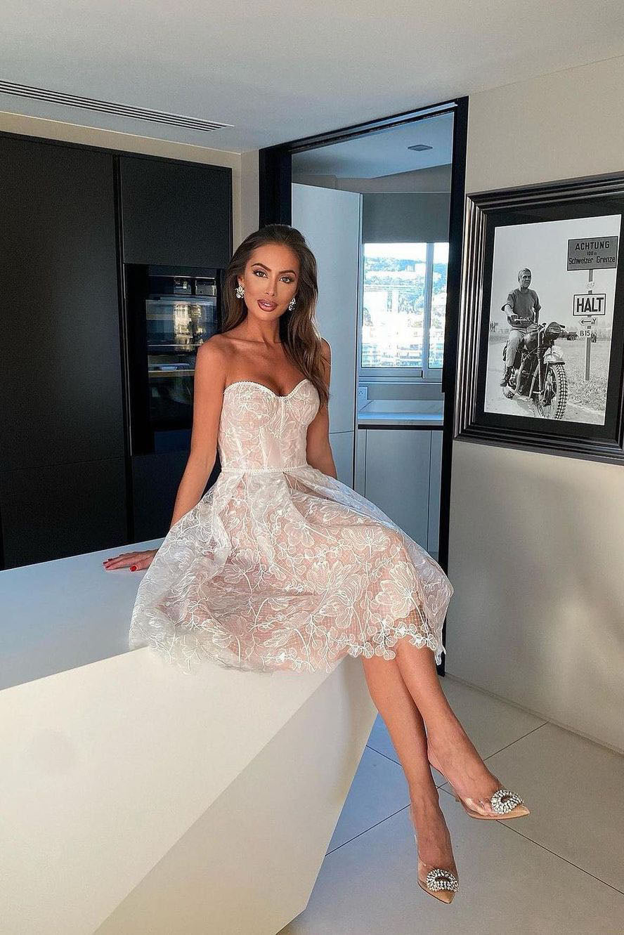Vestito Midi Estivo Senza Spalline Romantico