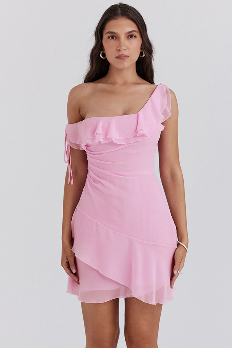 Vestito Mini con Spalle Scoperte e Volant Anissa