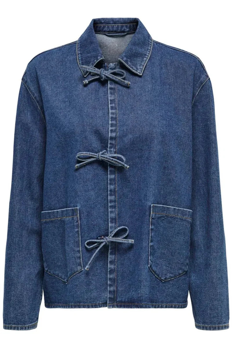 Cravatta Giacca di Jeans Blu Scuro