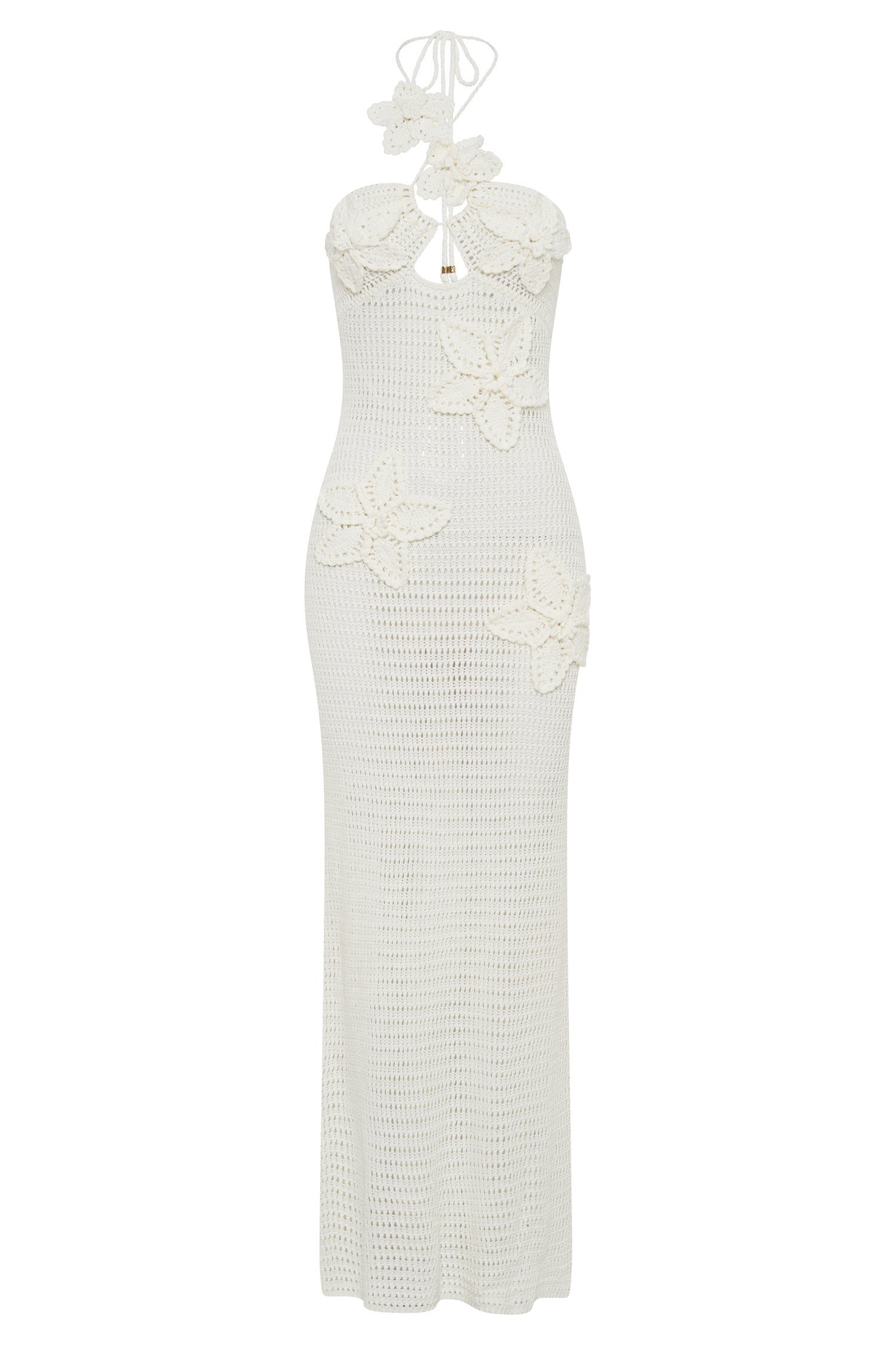 Abito lungo con applicazioni floreali Beverly in crochet