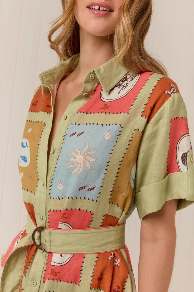Camicia Colletto Lino Abito Lungo