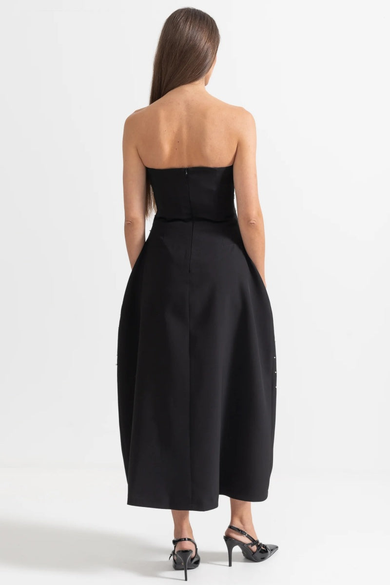 Vestito midi senza maniche con decorazioni in cristallo Verna