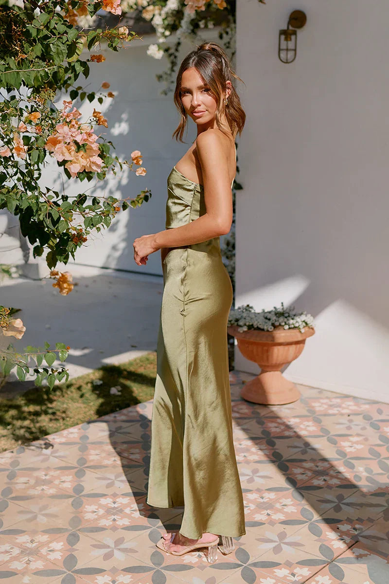 Vestito lungo Margot - Oliva