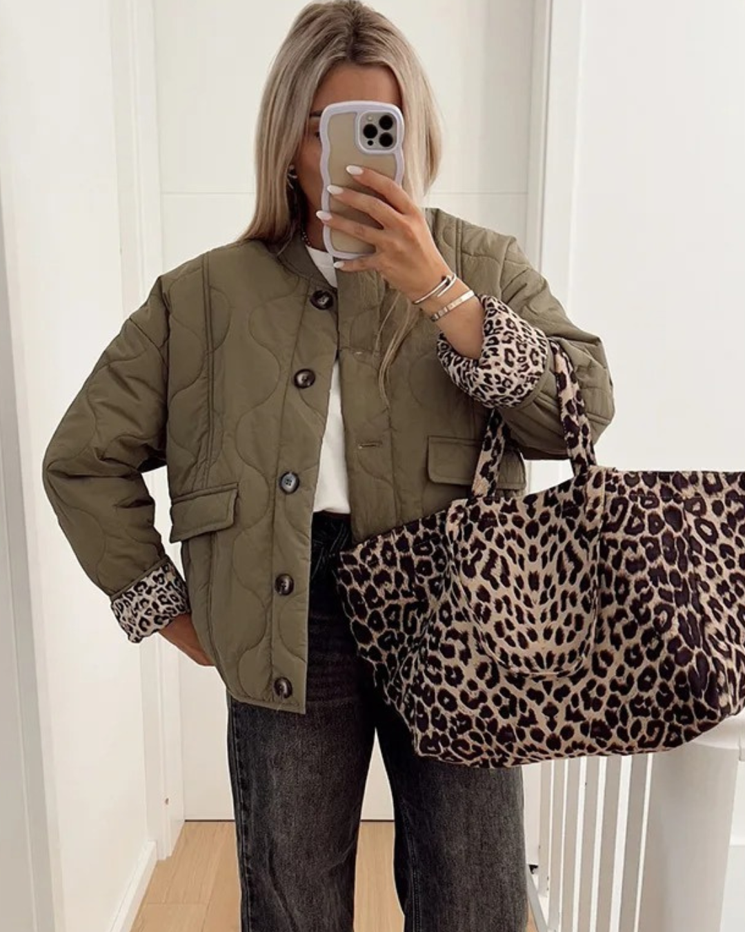 Noémie | Giacca Elegante con Fodera Leopardata