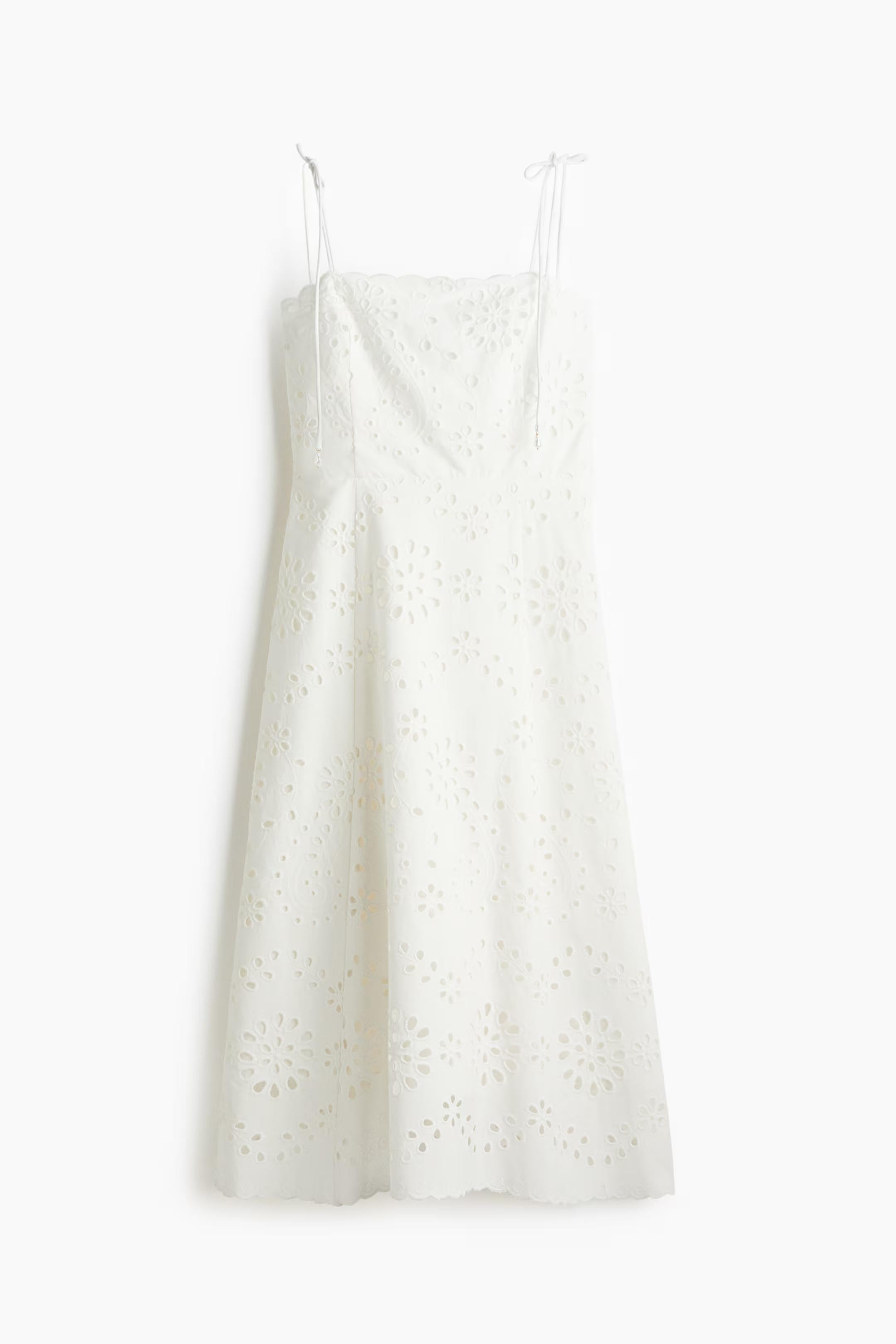 Vestito Midi bianco con spacchi e spalline a spaghetto