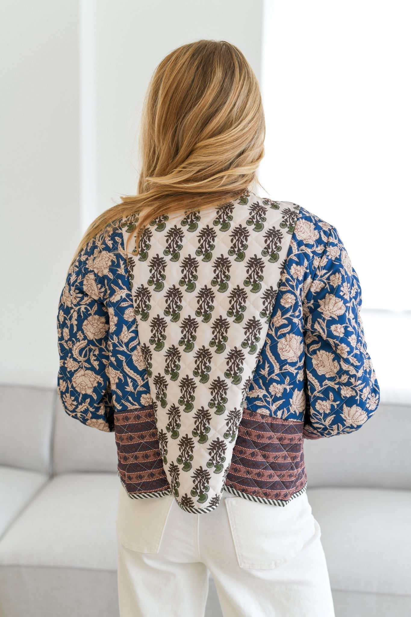 Giacca con trapuntatura a patchwork Karris - Blu navy multicolore