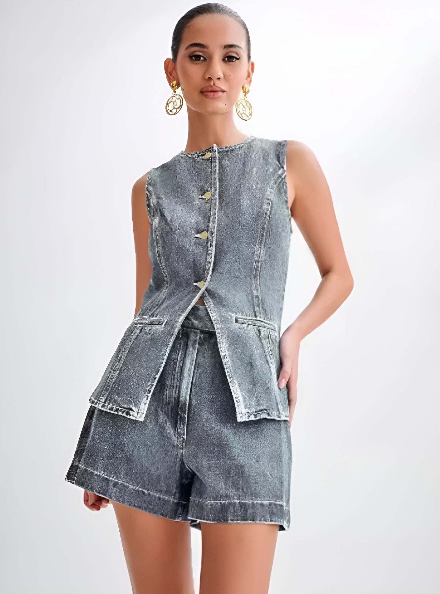 Set di jeans alla moda con bottoni