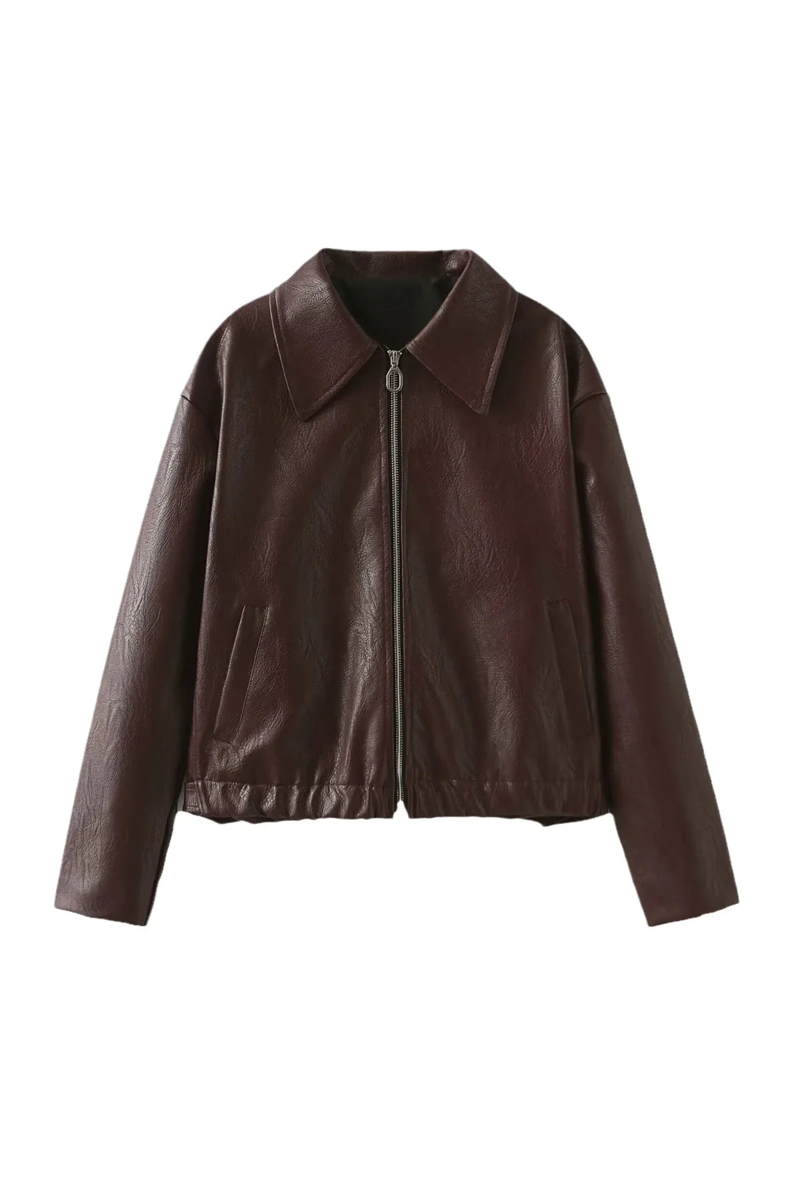 Giacca da motociclista elegante in pelle con rever