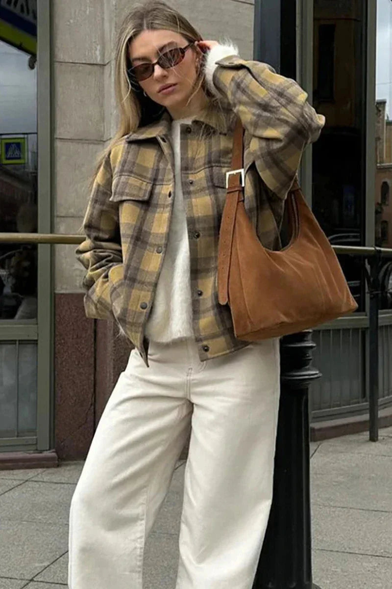 Giacca casual a quadri classica con colletto