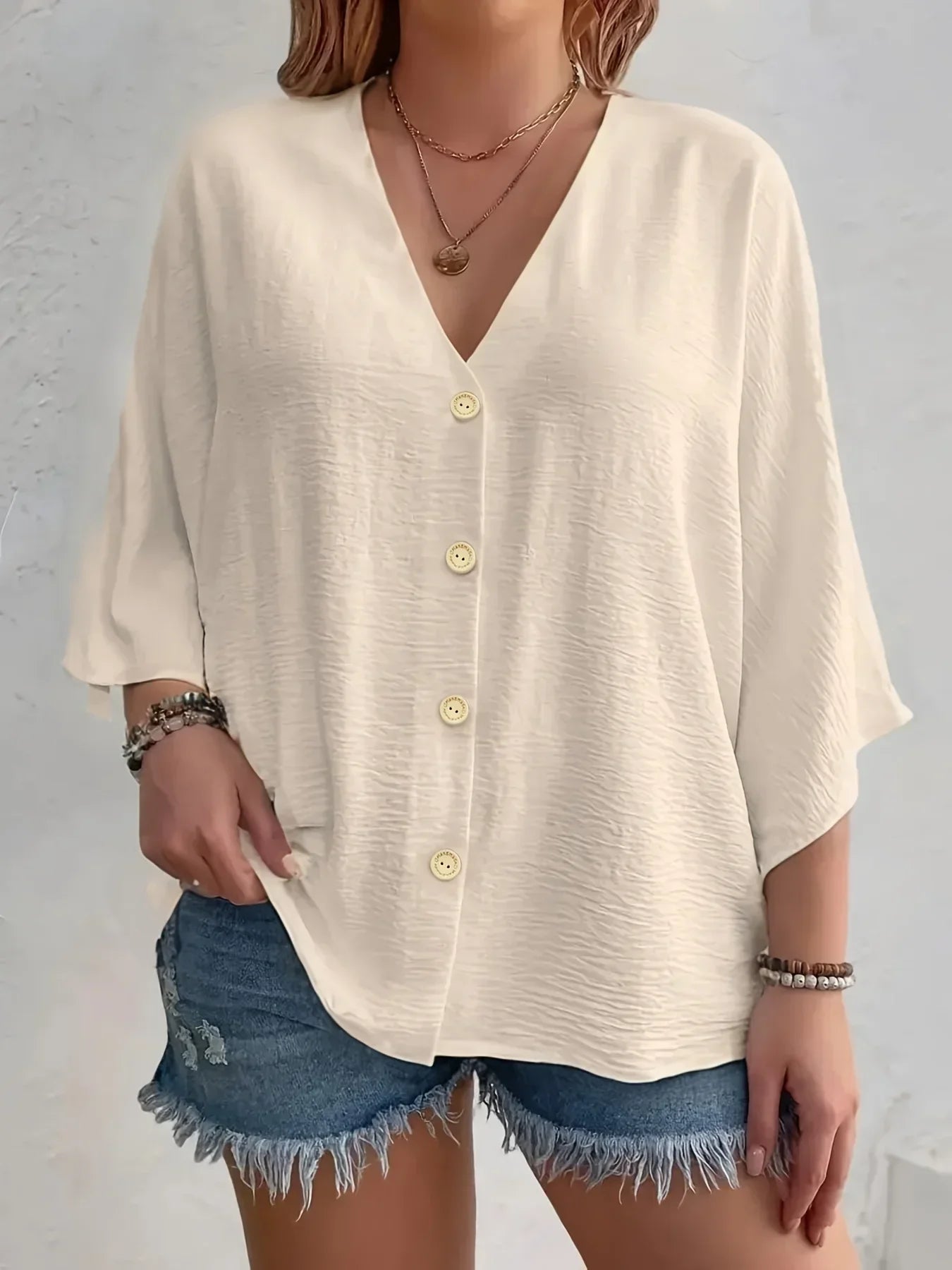 Signe – Camicia con bottoni e maniche ¾