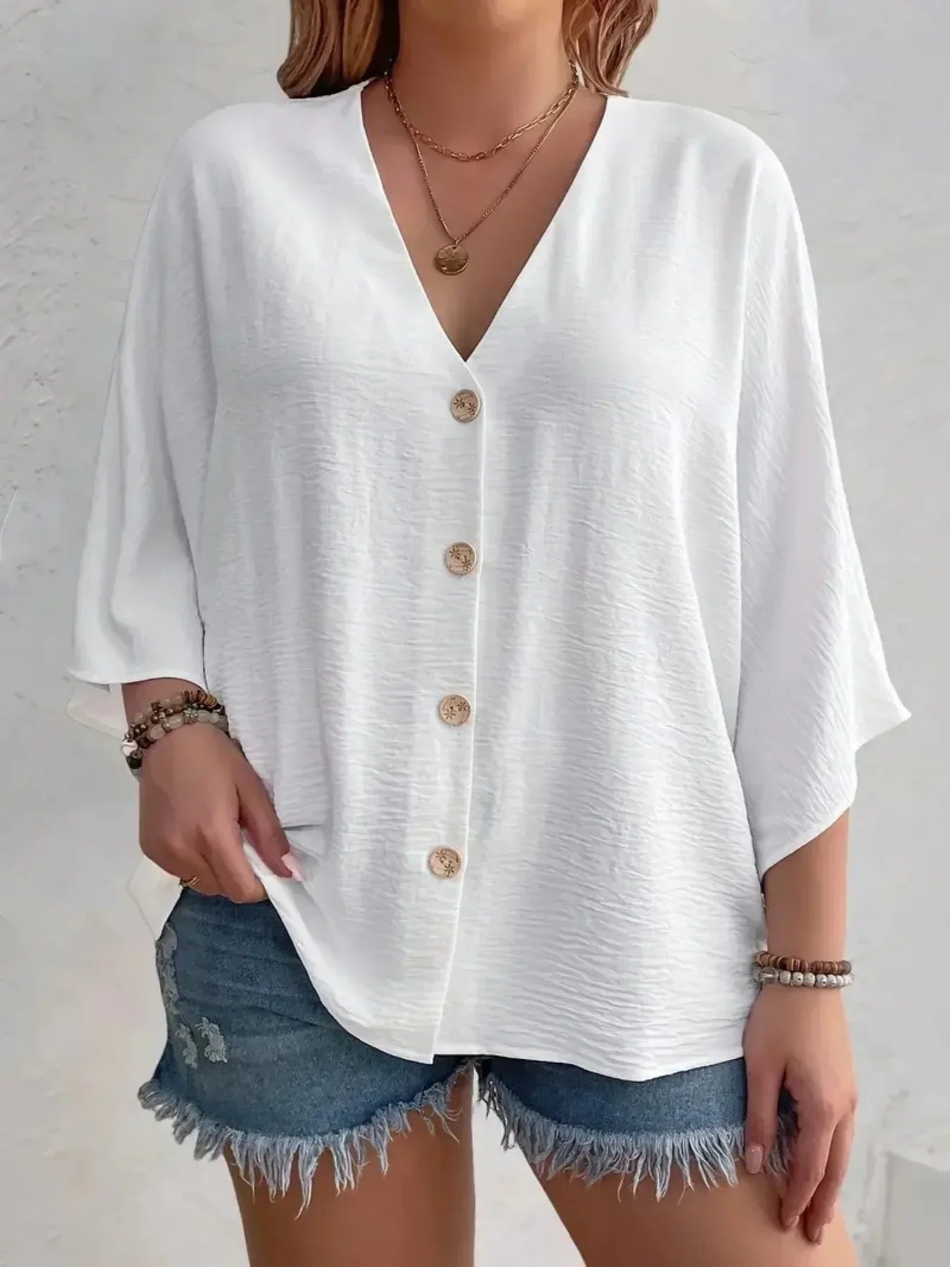 Signe – Camicia con bottoni e maniche ¾