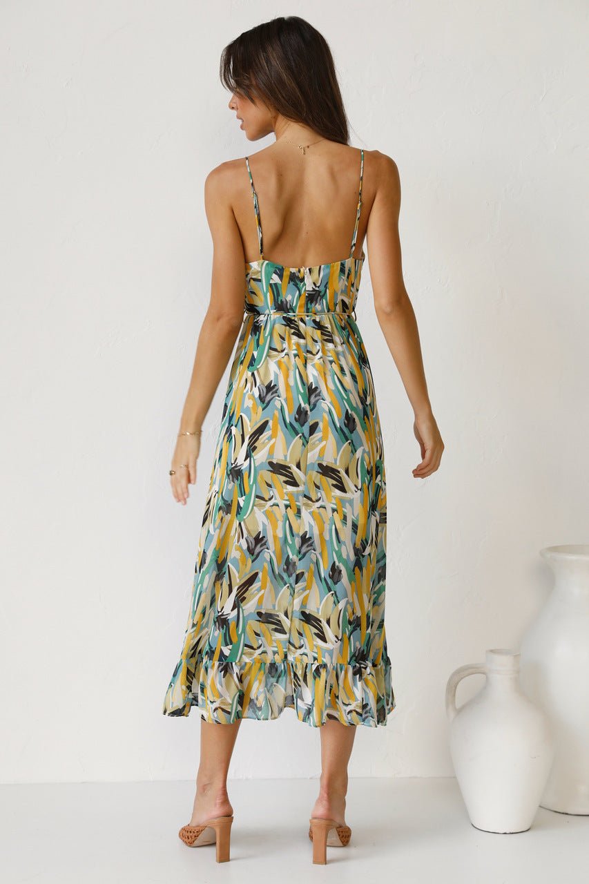 Vestito midi con volant e stampa Adela