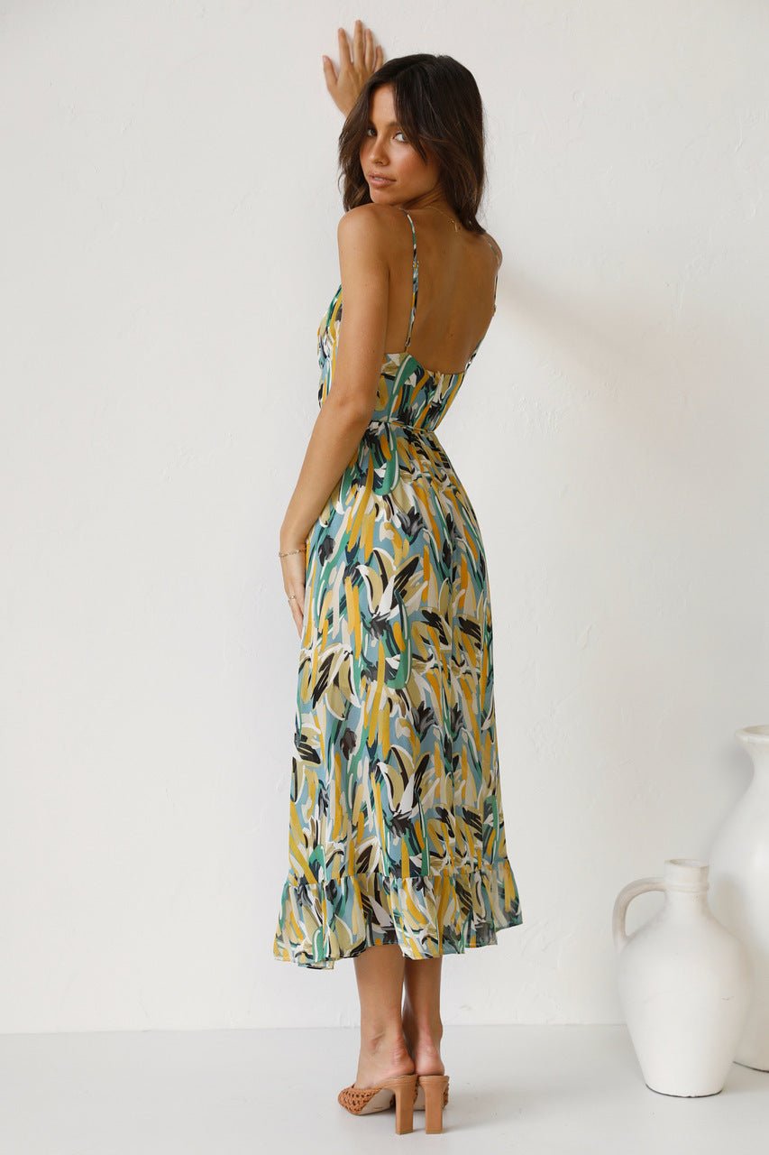 Vestito midi con volant e stampa Adela