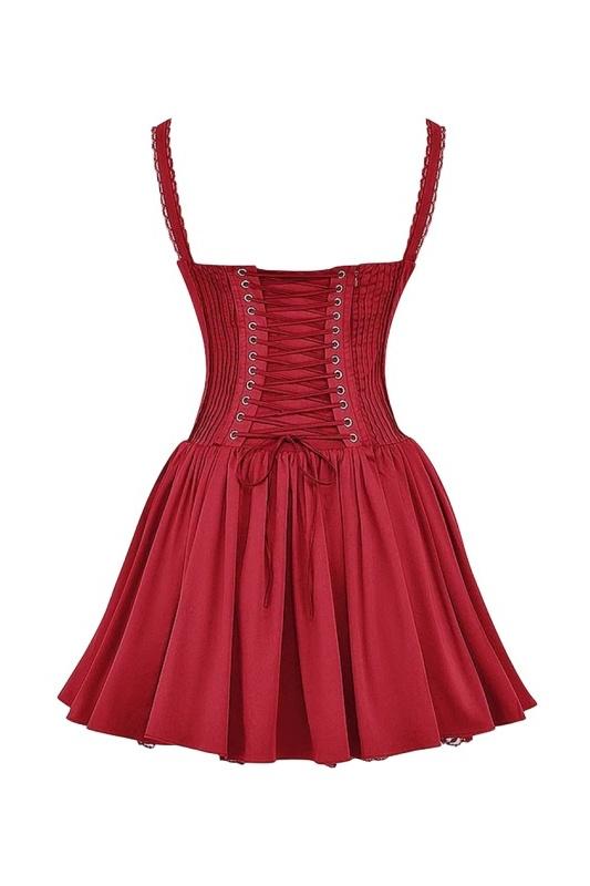 Corpetto in pizzo Agnes con vestito mini svasato