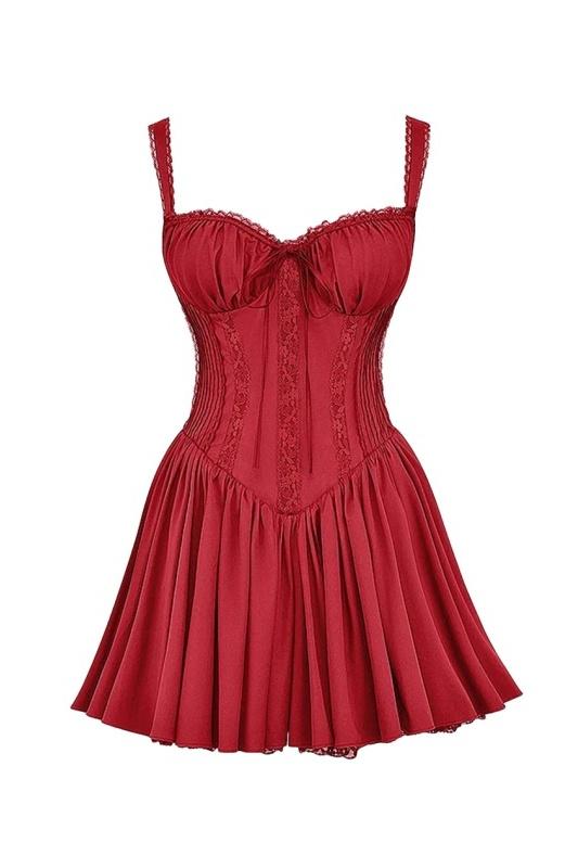 Corpetto in pizzo Agnes con vestito mini svasato