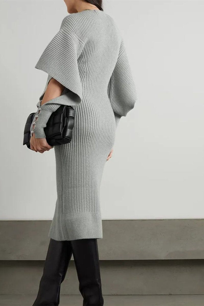 Vestito midi in maglia Alberta con maniche a pipistrello e taglio sagomato