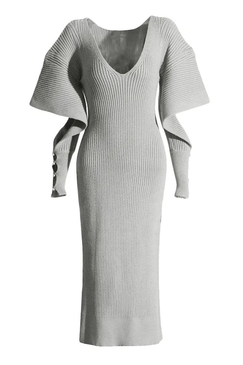 Vestito midi in maglia Alberta con maniche a pipistrello e taglio sagomato