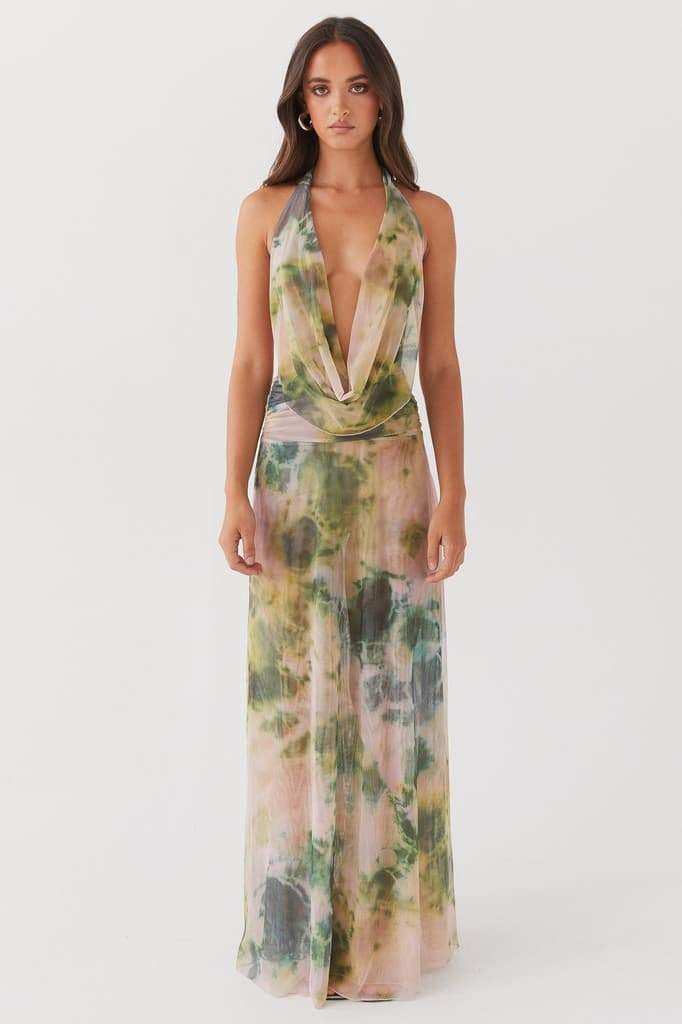Vestito Maxi a Spalline con Stampa Antonia