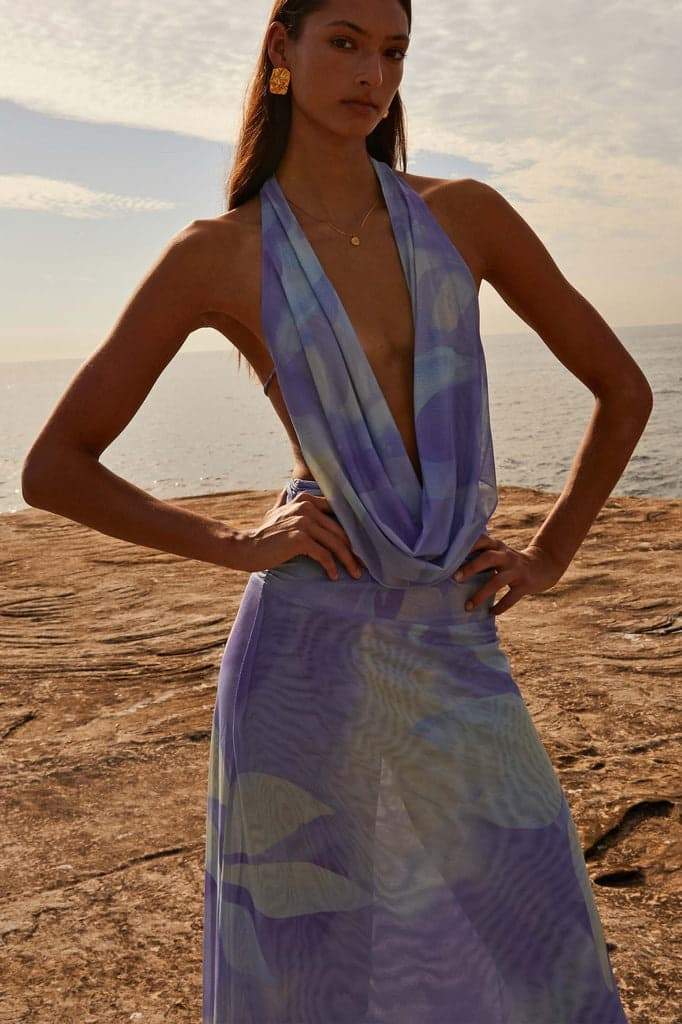Vestito Maxi a Spalline con Stampa Antonia