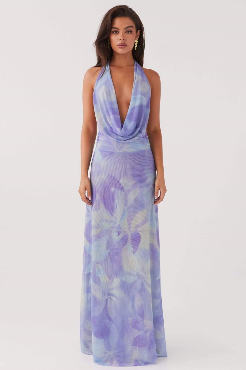 Vestito Maxi a Spalline con Stampa Antonia
