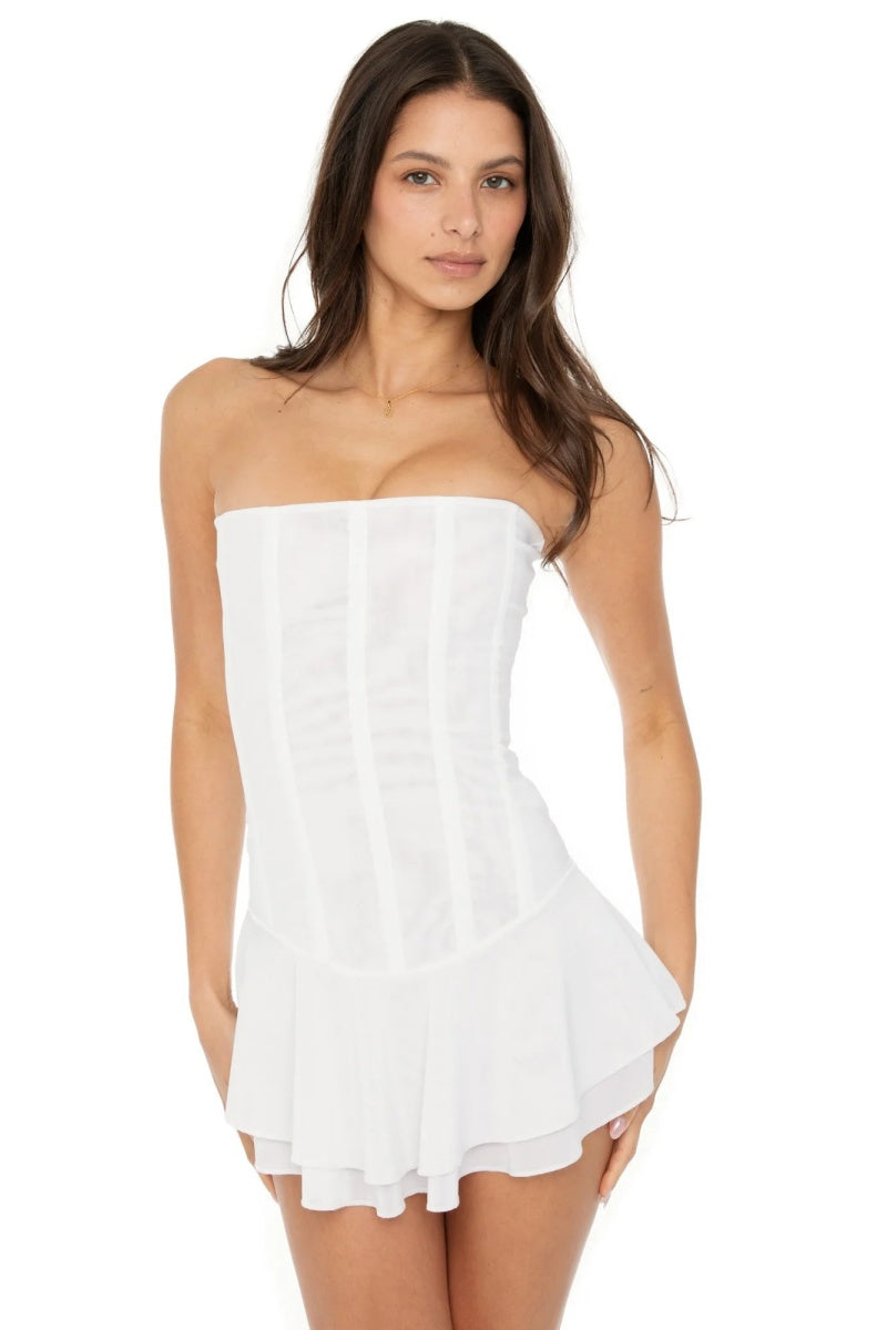 Vestito Mini a Imbuto Senza Spalline