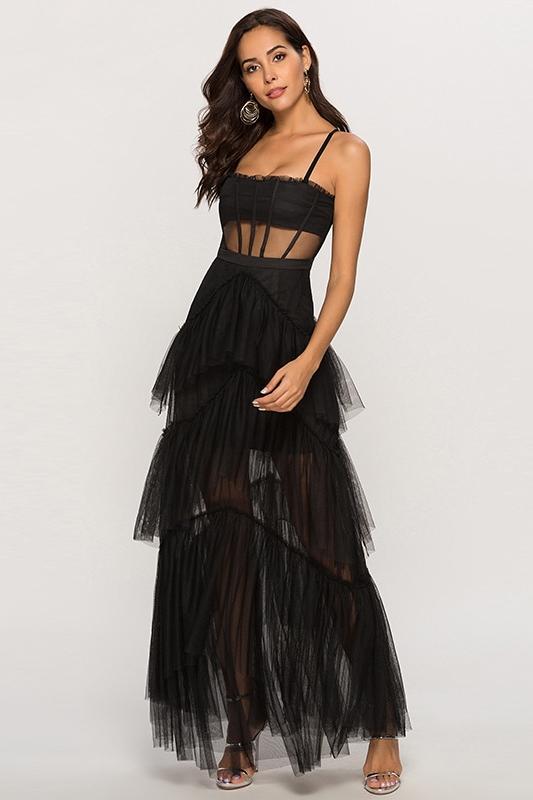Vestito Maxi con Slip a Rete a Strati Arlene Corset
