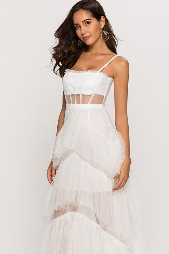 Vestito Maxi con Slip a Rete a Strati Arlene Corset