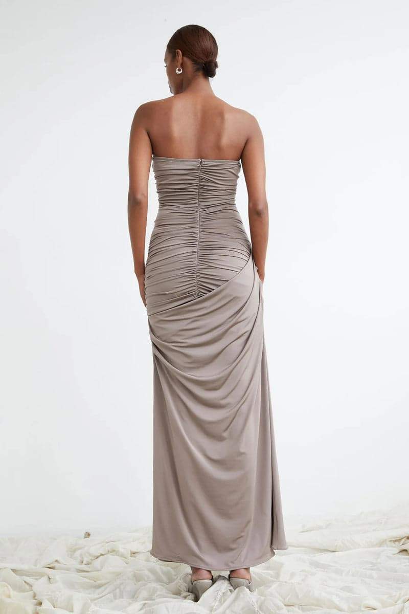 Vestito lungo maxi a collo a V arricciato Arlene