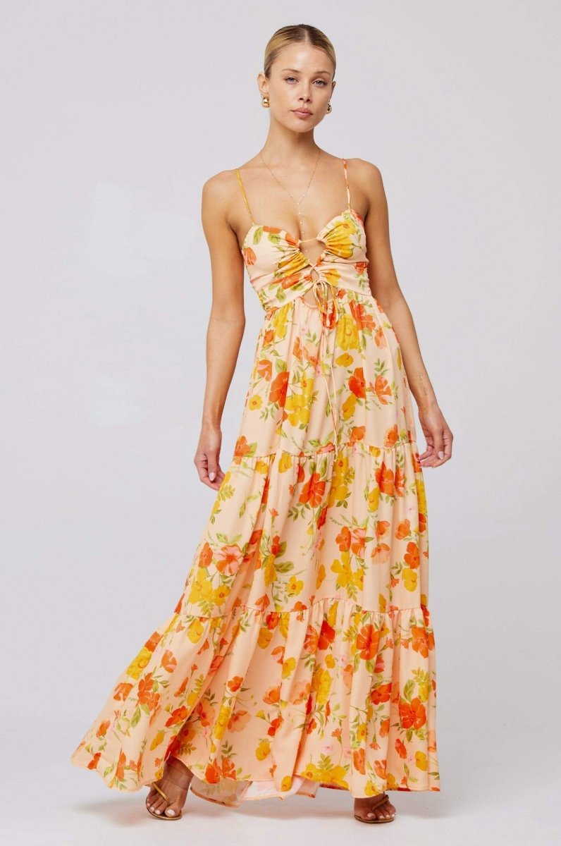 Vestito lungo maxi stampato Beverly con scollo a filo