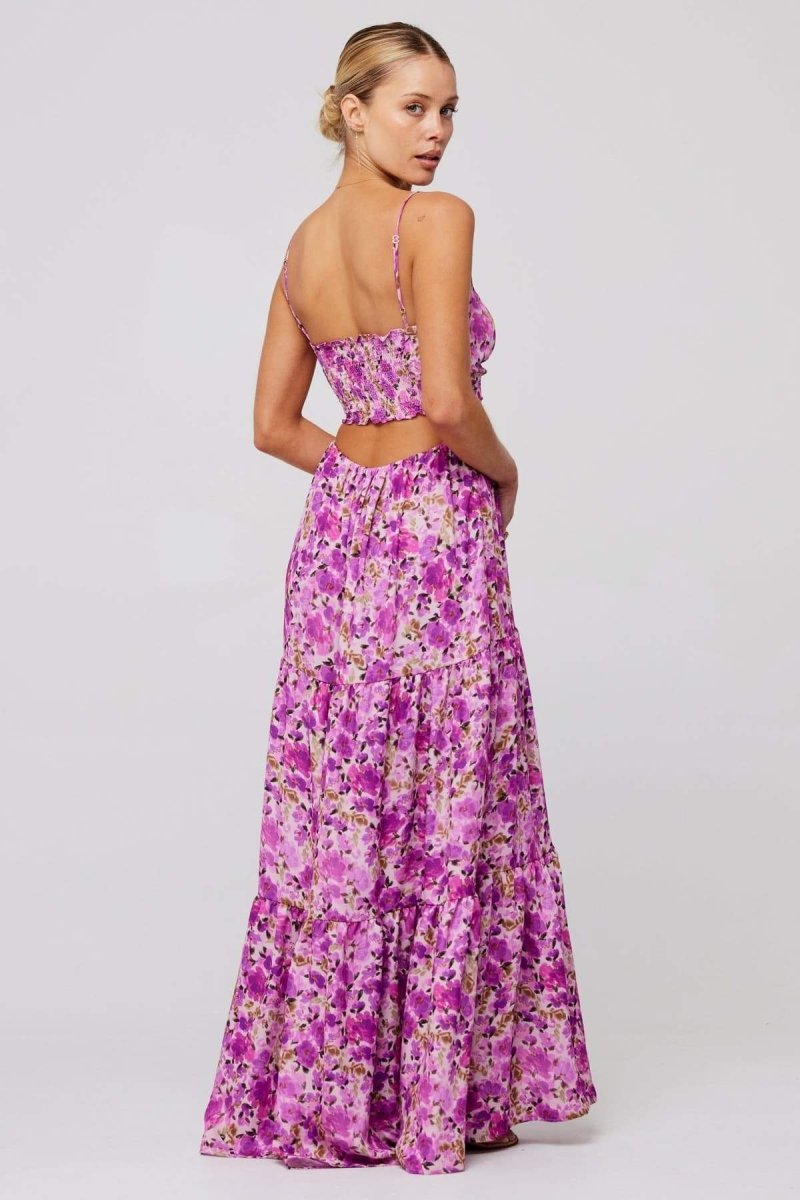 Vestito lungo maxi stampato Beverly con scollo a filo